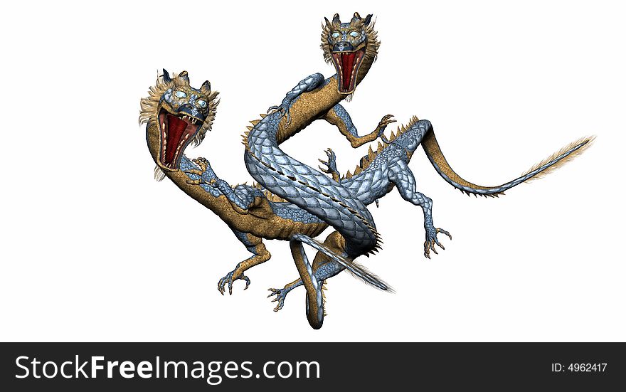Cgi render of eastern style dragons