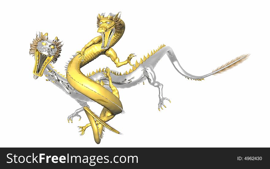 Cgi render of eastern style dragons. Cgi render of eastern style dragons
