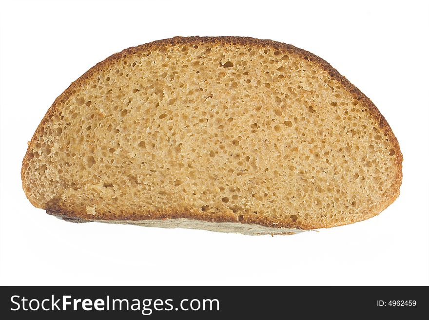 Close-up round of bread, isolated on white