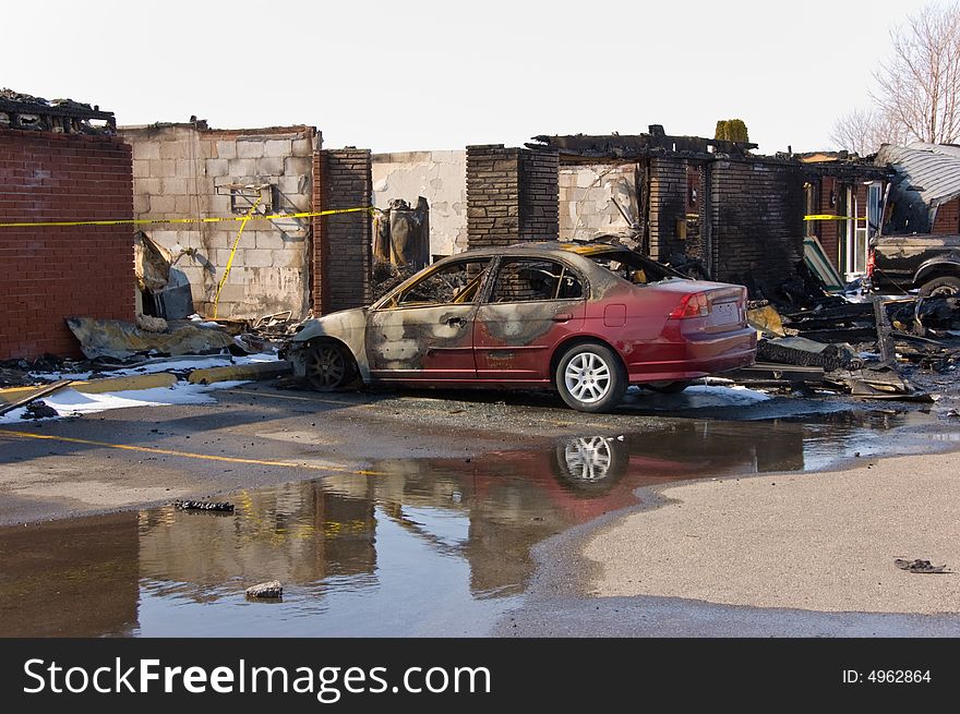 Fire has completely destroyed a motel and cars located north of Toronto Ontario. Fire has completely destroyed a motel and cars located north of Toronto Ontario