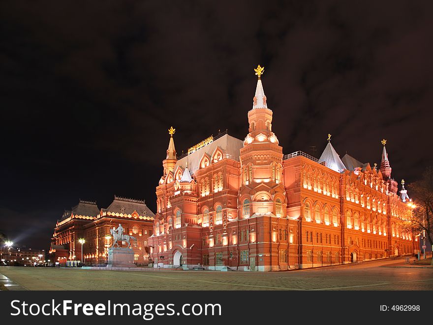 Moscow historic museum at night