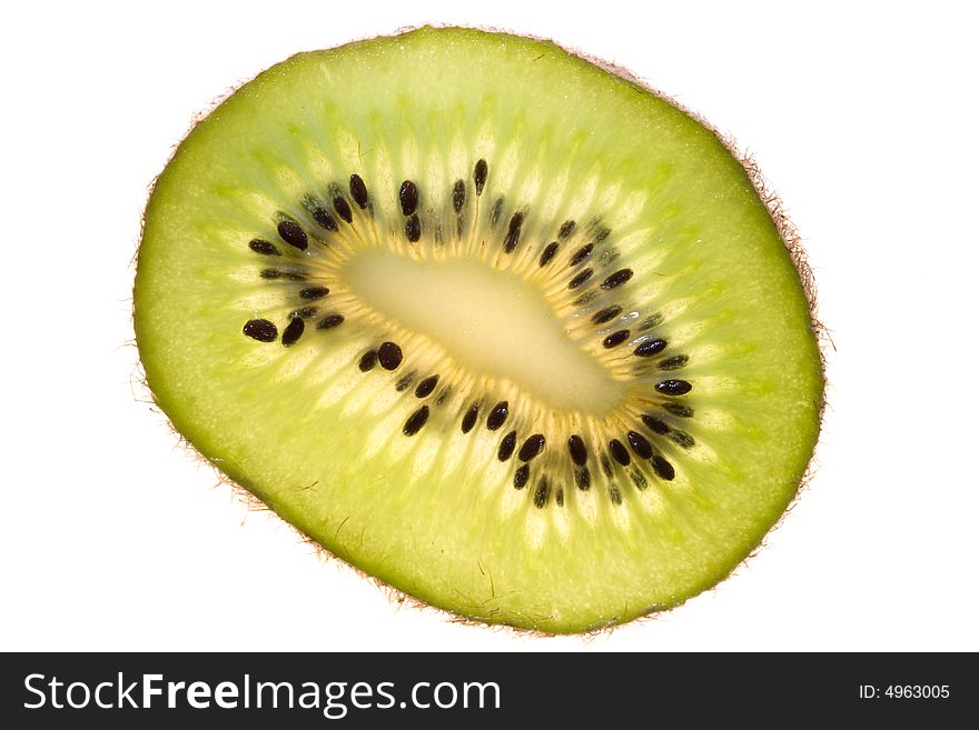 Sliced kiwi close up. Isolated on a white background. Sliced kiwi close up. Isolated on a white background.