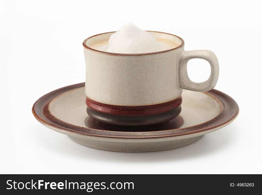 Cappuccino latte coffee ceramic cup cream white. Cappuccino latte coffee ceramic cup cream white