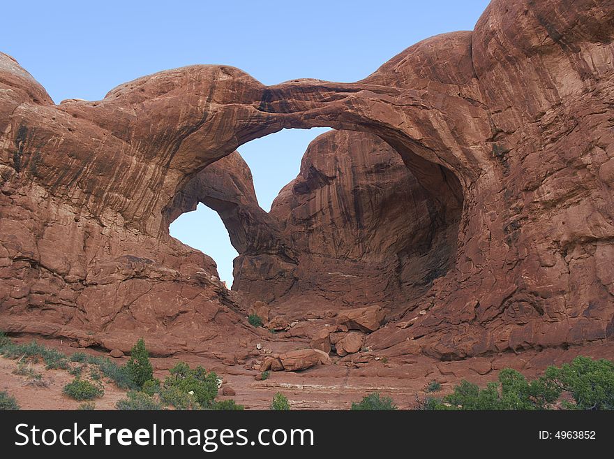 The Double Arch in Arches National Park, Utah. The Double Arch in Arches National Park, Utah