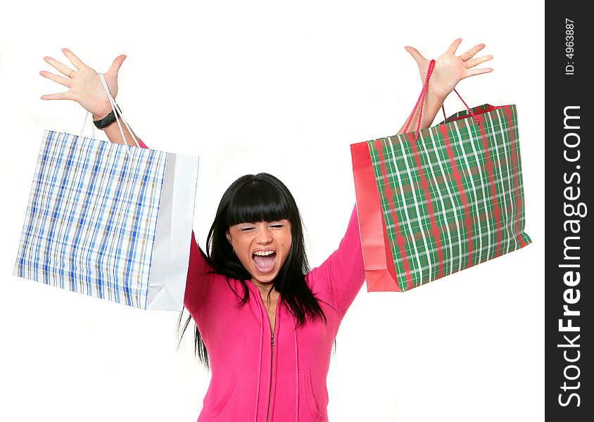 Portrait Of Young Beautifull Woman With Bags