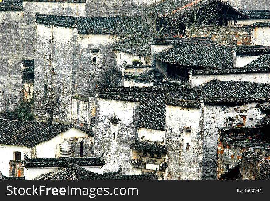 An ancient Chinese village, in Wuyuan Jiangxi Province, China, the white-walled and black tiled houses can be dated back to the Ming Dynasty. An ancient Chinese village, in Wuyuan Jiangxi Province, China, the white-walled and black tiled houses can be dated back to the Ming Dynasty.