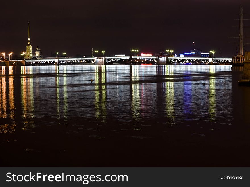 Look at the night city, silent river and color lights!