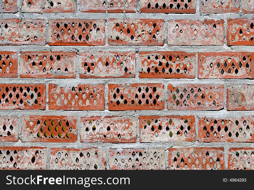 Close-up of wall, bricks are used as construction material. Close-up of wall, bricks are used as construction material