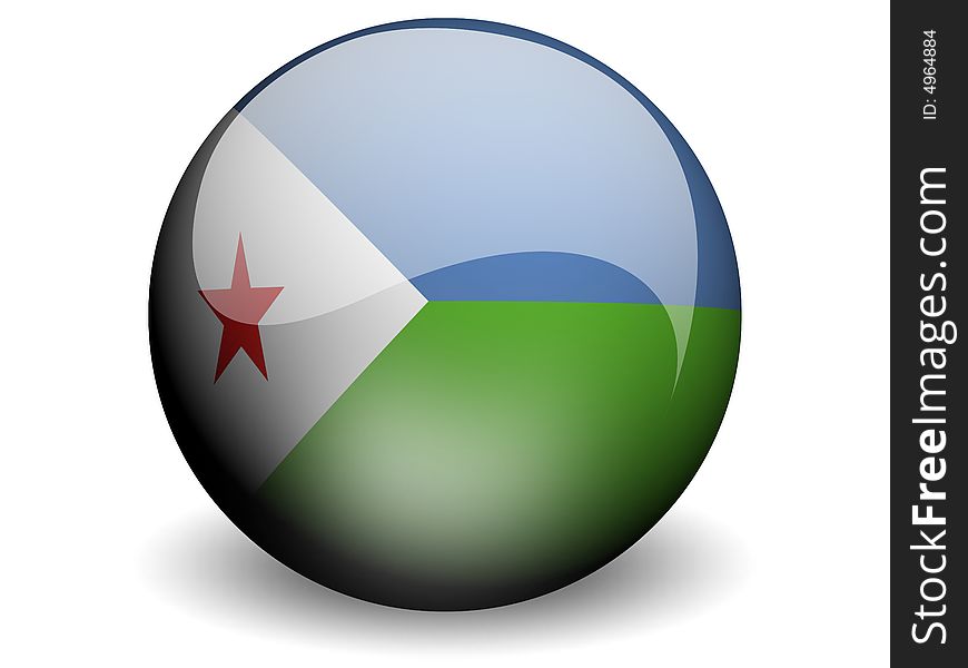 Round Flag of Djibouti With Glossy Effect