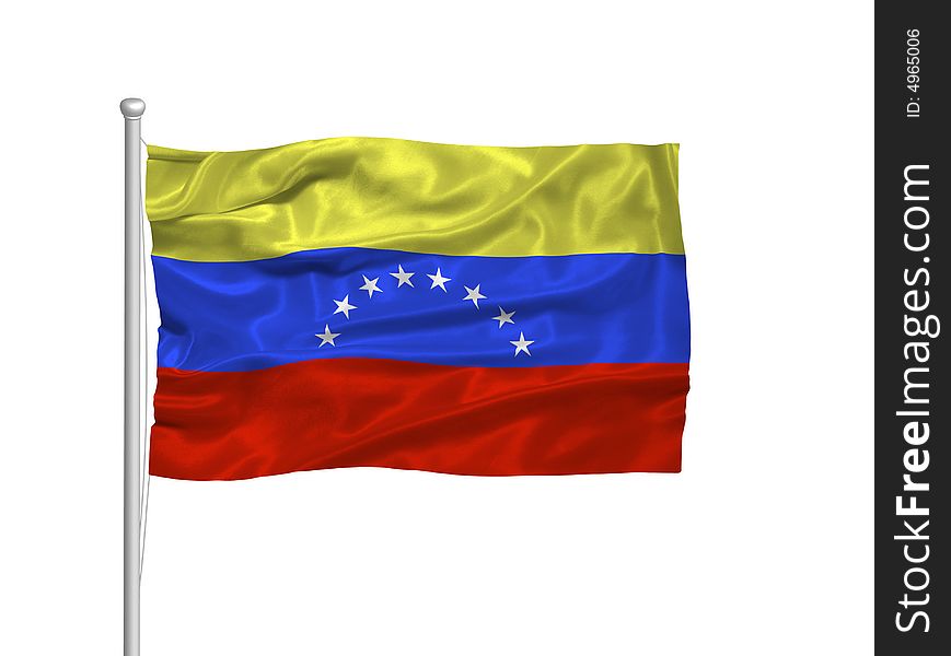 Illustration of waving Venezuelan Flag on white. Illustration of waving Venezuelan Flag on white