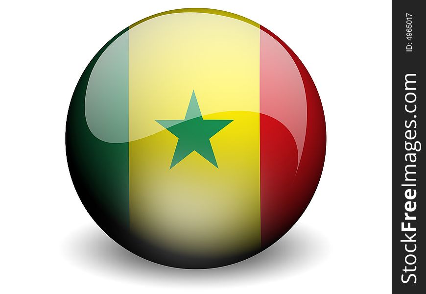 Round Flag of Senegal With Glossy Effect