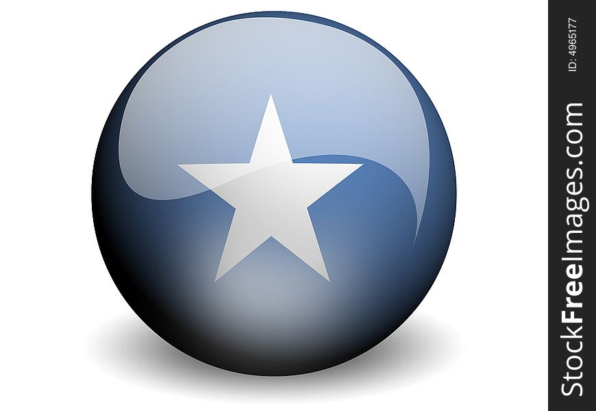 Round Flag of Somalia With Glossy Effect