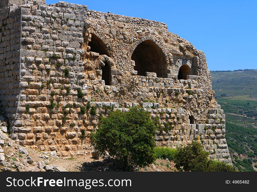 Arches in the Nimrod fortress in Israel