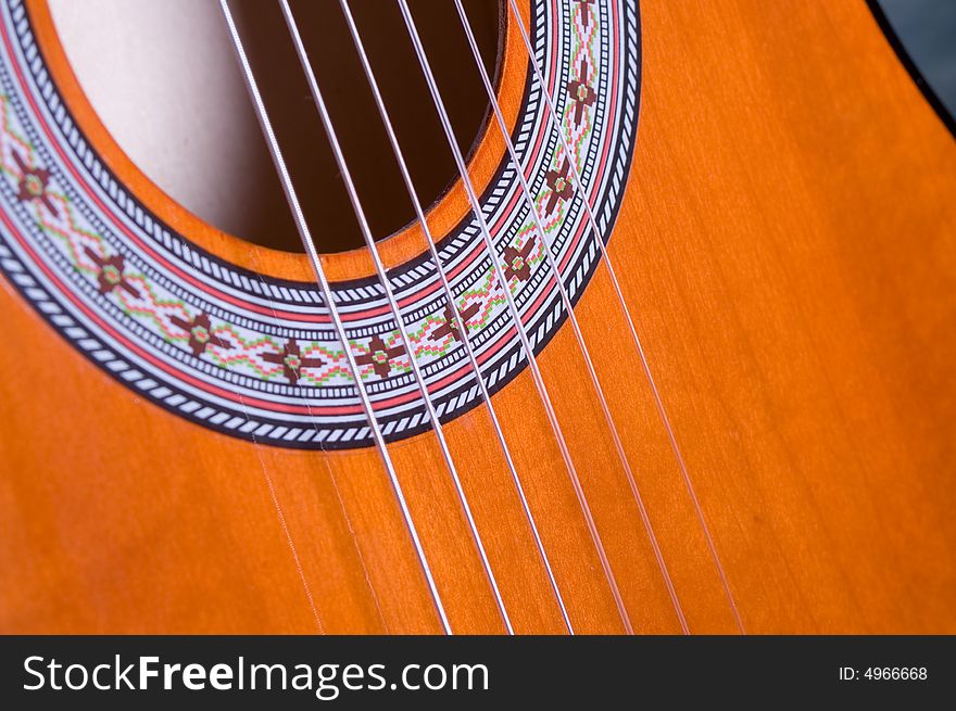 Guitar strings over sound hole