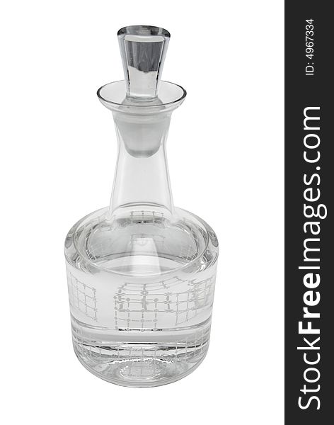 Glass bottle with transparent liquid inside