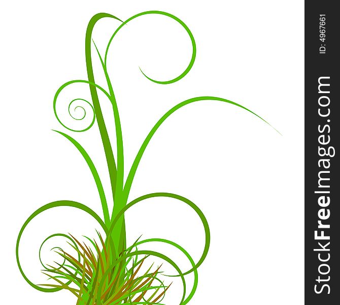 Floral background with green grass, vector illustration.