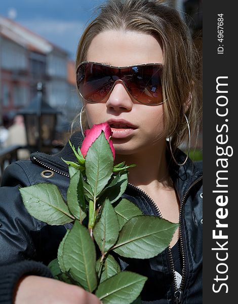 Portrait of the girl with roses