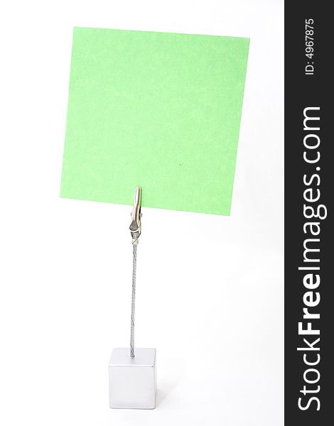 Note paper holder with green paper