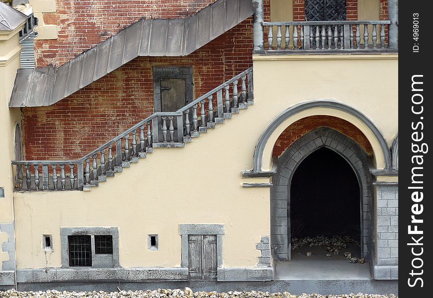 Photo of mini Cloth Hall from park in Inwałd in Poland. Photo of mini Cloth Hall from park in Inwałd in Poland