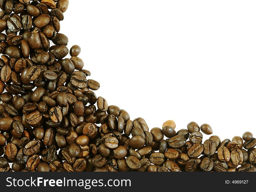 Abstract coffee beans frame with white background