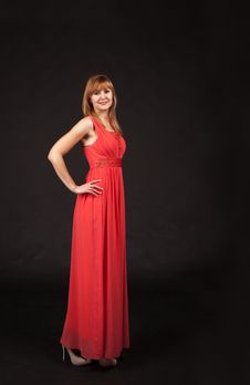 Young Beautiful Woman In Red Dress Posing Standing Royalty Free Stock Image Young Beautiful Woman In Red Dress Posing Standing Royalty Free Stock Image