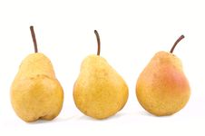 Three Yellow Pear On White Stock Images