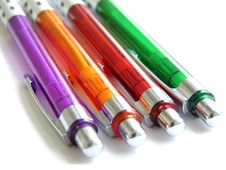 Four Colored Pens Royalty Free Stock Photography