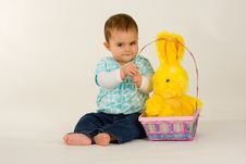 Baby Loving The Easter Bunny Royalty Free Stock Photo Baby Loving The Easter Bunny Royalty Free Stock Photo