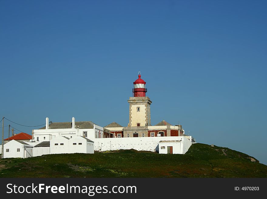 Lighthouse in cape roca, the western point of europe, in portugal