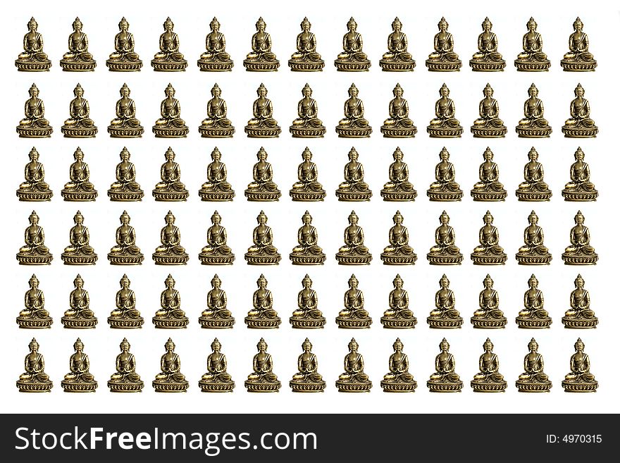 Small buddhas on white background