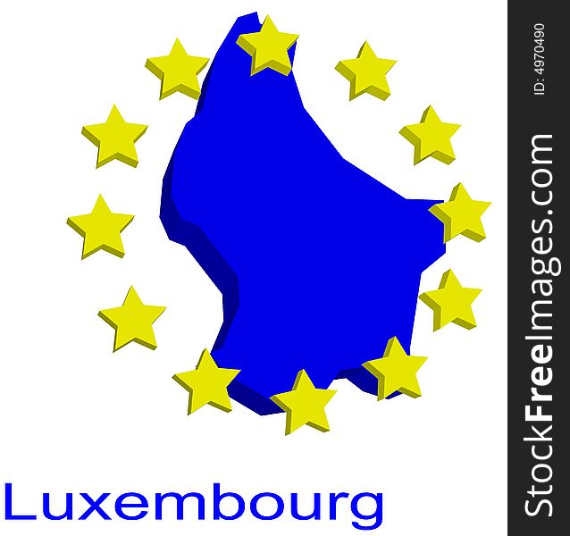 Contour map of Luxembourg with EU stars