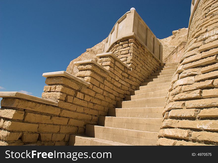 Mountain Stairs And Blue Sky