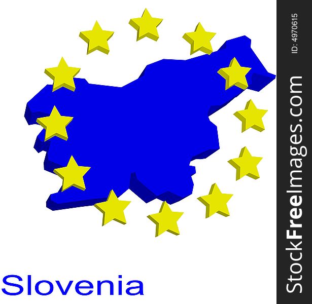 Contour map of Slovenia with EU stars