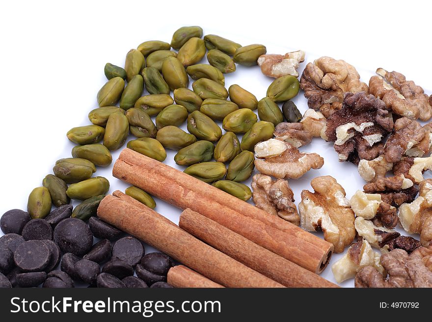 Snack on a plate isolated on a white background