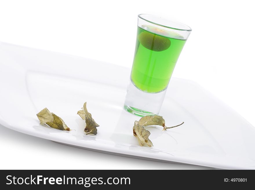 Still life on a plate isolated on a white background