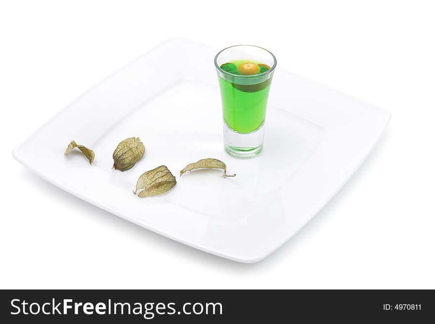 Still life on a plate isolated on a white background