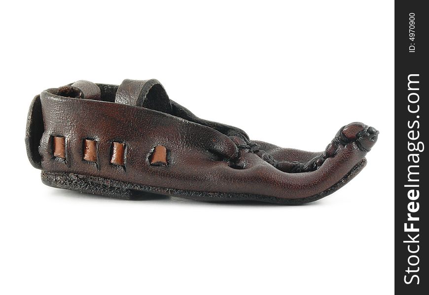 A leather old-designed shoe. A leather old-designed shoe