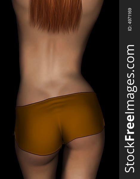 3D render of the backside of a female