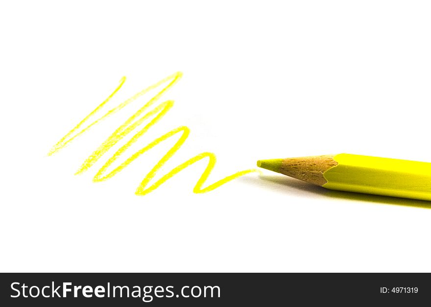 Drawn yellow zigzag and pencil