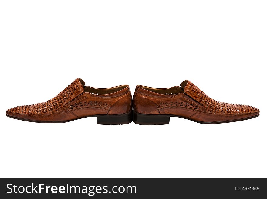 Brown low shoes on a white background