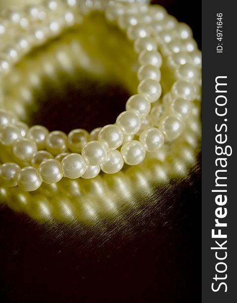 Close-up of vintage pearl bracelet
