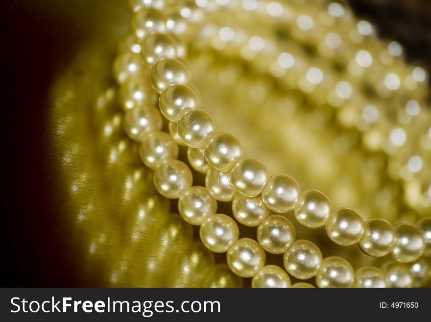 Close-up of vintage pearl bracelet