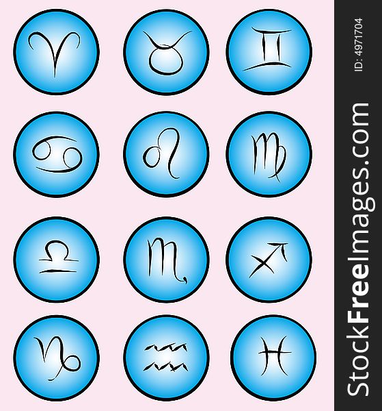 Buttons of zodiac signs - vector graphic