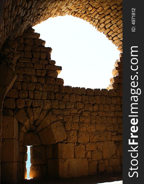 Arches in the Nimrod fortress in Israel