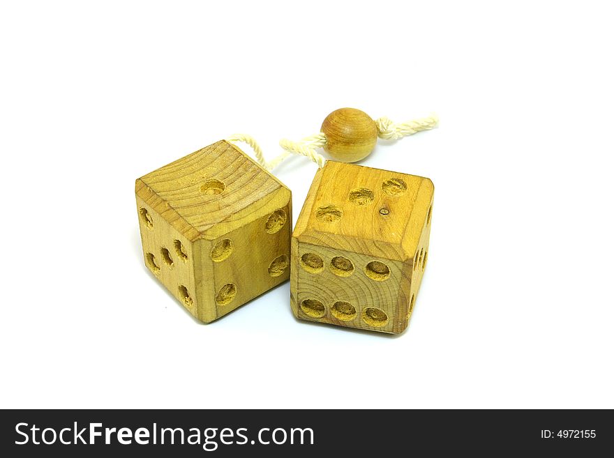 Isolated wooden dice on white background