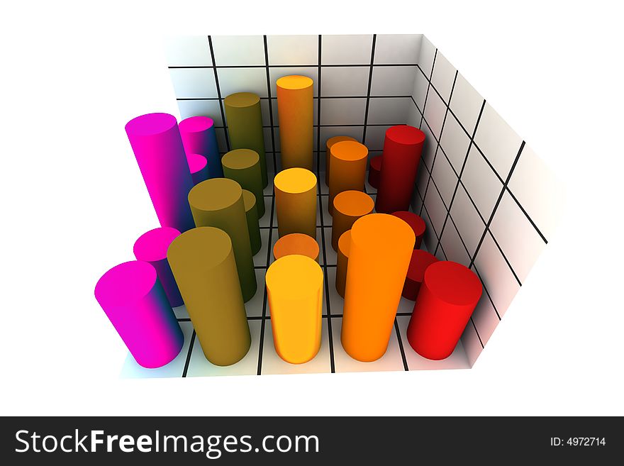 Statistics - 3d isolated multicolor diagram. Statistics - 3d isolated multicolor diagram