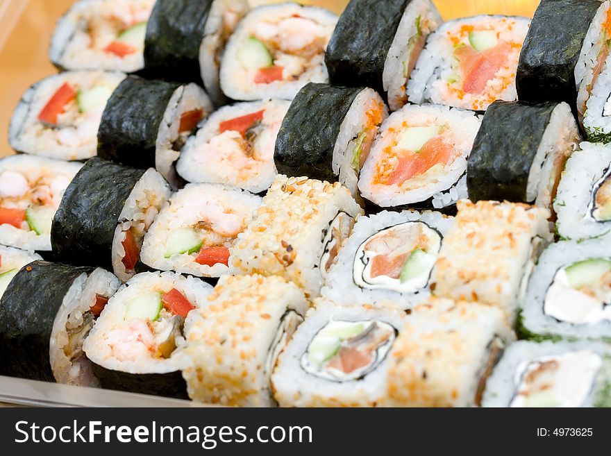 Different types of traditional japanese rolls