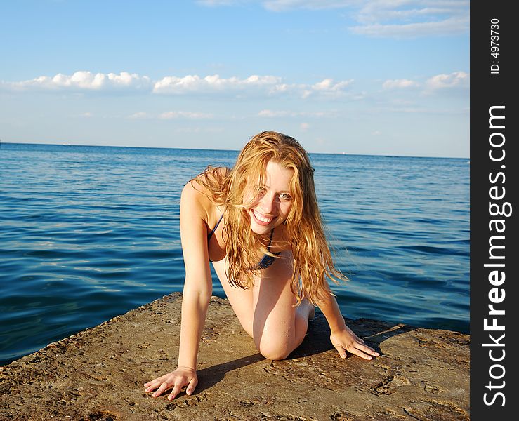 Sexy girl on shore