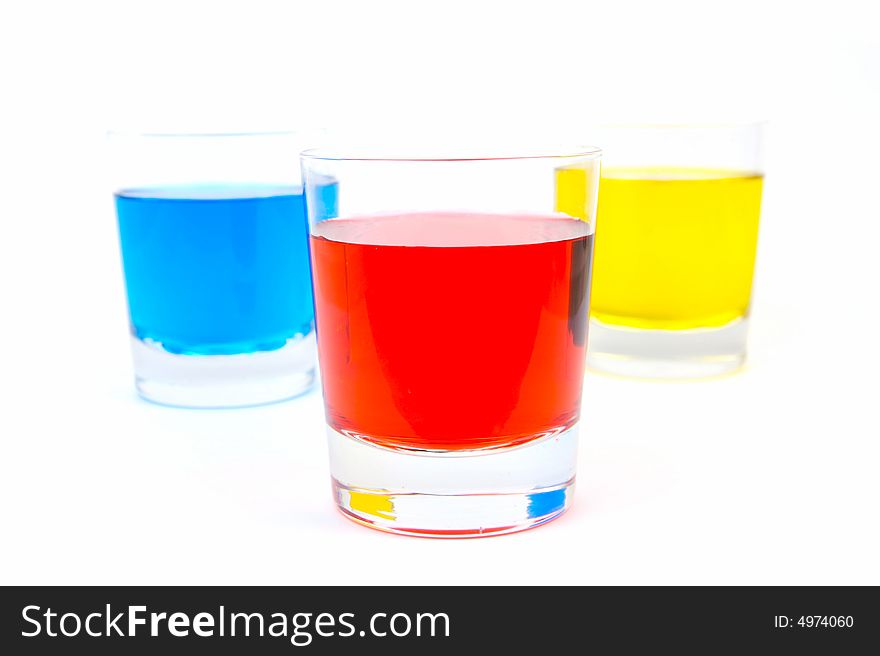 Glasses of soft drink isolated against a white background. Glasses of soft drink isolated against a white background