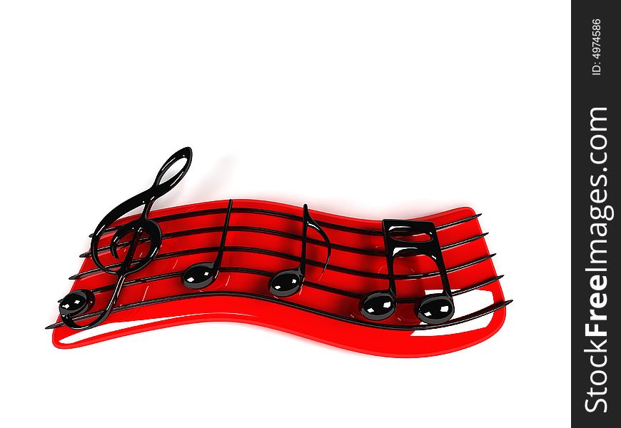 Black 3D music symbol with white background